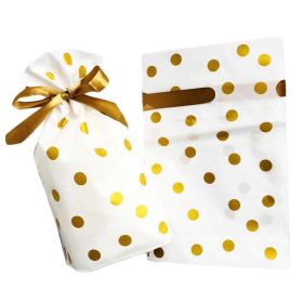 20pcs Drawstring Bags Gold Polka Dot White Gift Wrapping Bags Candy Baking Bags Gift Bags Party Favors Supplies