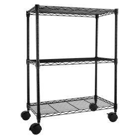 Simple Deluxe Heavy Duty 3-Shelf Shelving with Wheels, Adjustable Storage Units, Steel Organizer Wire Rack, 23" W x 13" D x 33" H, Black