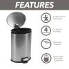 Better Homes & Gardens 3.1 Gallon Trash Can, Oval Bathroom Trash Can, Stainless Steel