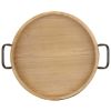 Better Homes & Gardens Round Wood Serving Tray with Black Handles, 18.5" x 17"