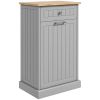 Kitchen Tilt Out Trash Bin Cabinet Free Standing Recycling Cabinet Trash Can Holder With Drawer, Gray-AS