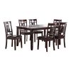 Modern Contemporary 7pc Dining Set Espresso Finish Unique Eyelet Back 6x Side Chairs Cushion Seats Dining Room Furniture