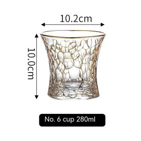 Golden Trim Gold Line Wine Glass Whiskey Decoration Cup (Option: Gold Painting No 6 Cup 280ml)