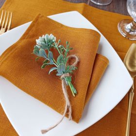 Pure Linen Insulation Placemat Square Wiping Towel Solid Color Napkin Mouth Cloth (Option: Caramel-38 × 55cm)