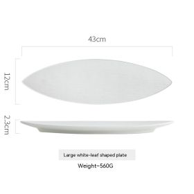 Japanese Style Sushi Plate Ceramic Dessert Plate (Option: 17 Inch White Pointed Plate)