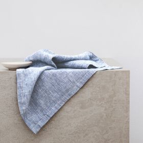 Pure Linen Insulation Placemat Square Wiping Towel Solid Color Napkin Mouth Cloth (Option: Yarn Dyed Blue-38 × 55cm)