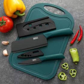 Stainless Steel Kitchen Knife Set (Option: Green 3pc Suit 2)