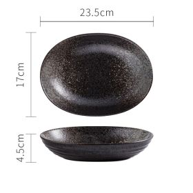 Creative Shaped Tableware With Large Irregular Ceramic Bowls (Option: Black Rhyme)