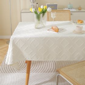 Nordic Simple Cotton Linen Rectangular Tablecloth (Option: Small Diamond White-90X90CM)