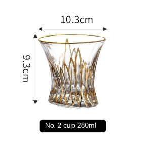 European Golden Rim Glass Drawing Golden Line (Option: Gold Painting 11 No Cup 280ml)