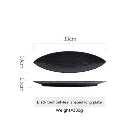 Japanese Style Sushi Plate Ceramic Dessert Plate (Option: 13 Inch Black Pointed Plate)