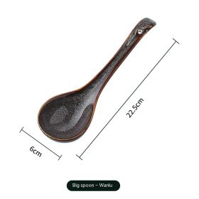 Ceramic Soup Spoon Large Soup Long Handle Noodle Spoon (Option: Wan Lv Da Tang Spoon)