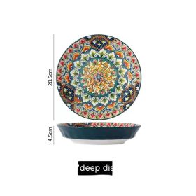 European Bohemian Ceramic Bowl Household Plate (Option: 8 Inch Deep Plates)