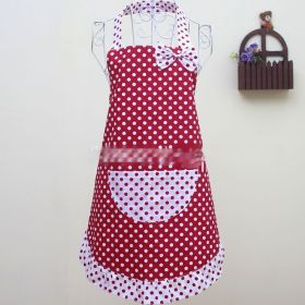 Cotton Thread Fashion Apron Korean Style Butterfly Edge Apron New Cute Fashion Dots Apron Multicolor (Option: Red And White)